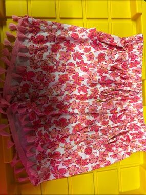 Simply Southern Pink Floral Tassel-Hem Mini Shorts